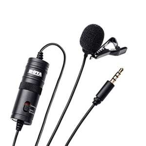 Boya Bym1 Omnidirectional Lavalier Condenser Microphone With 20Ft Audio Cable Black