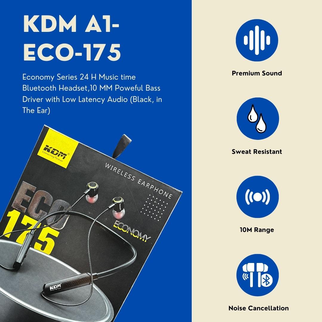 KDM A1-ECO-175 Economy Series 24 H Music time Bluetooth Headset KDM Neckband, ear phone bluetooth, ear bluetooth, kdm bluetooth, amazon bluetooth, bluetooth music, bluetooth ear phones, amazon ear bluetooth, bluetooth accessories, bluetooth phone ear