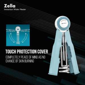 Havells Zella Automatic Cut Off Immersion Water Heater with Temperature Setting Knob & Collapsible flap 1000 Watt (Blue)