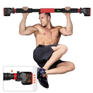 Home workout enthusiast using the Craava Pull Up Bar for effective exercise routine.