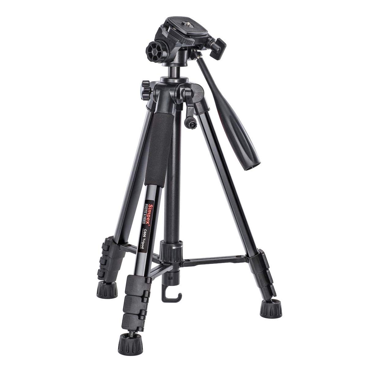 Simpex C-606 Professional Tripod In Black With Carry Bag - Portable And Versatile Photography Equipment.
