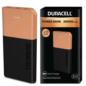 Durable and Efficient: Duracell's 20000mAh Slim Power Bank charging devices on the go.