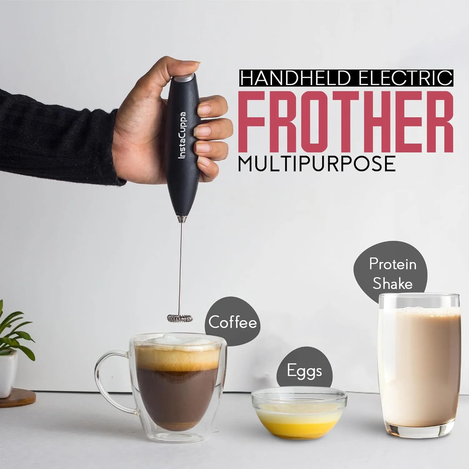 Instacuppa Milk Frother Machine creating the perfect coffee froth for a delightful beverage.