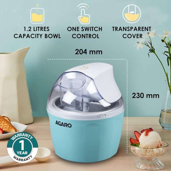 AGARO Maple Ice Cream Maker on a kitchen counter