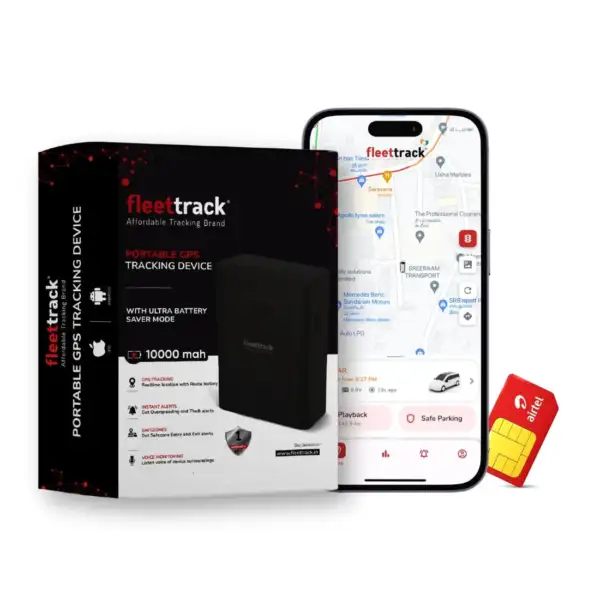 A Fleettrack Wireless Magnetic Gps Tracker Attached To The Underside Of A Vehicle, Showing Its Compact And Discreet Design.