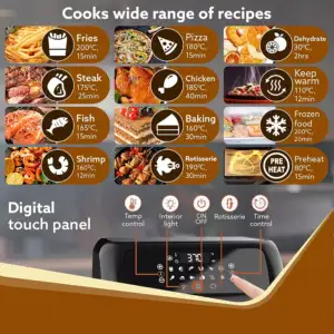 Agaro Regency air fryer on a kitchen counter, showcasing its digital control panel and sleek silver design.