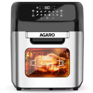 Agaro Regency air fryer on a kitchen counter, showcasing its digital control panel and sleek silver design.