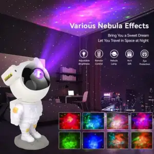 Astronaut Galaxy Projector illuminating a room with star and nebula effects.