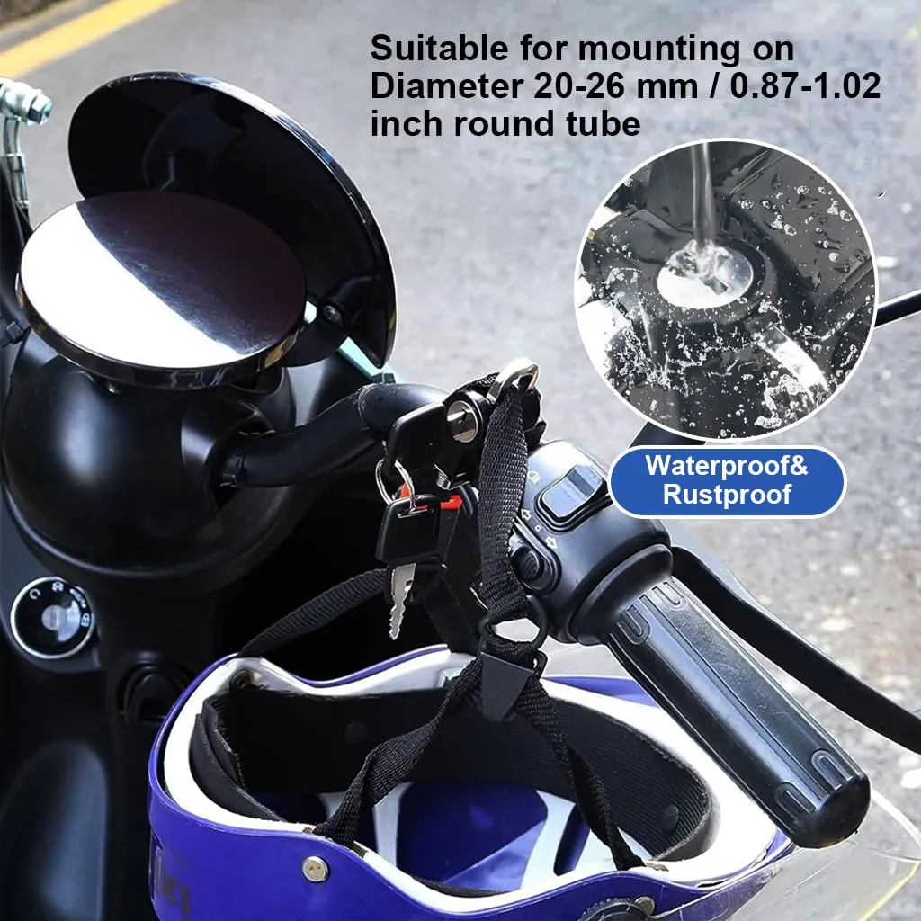 Durable bike helmet lock securing a helmet on a motorbike handlebar